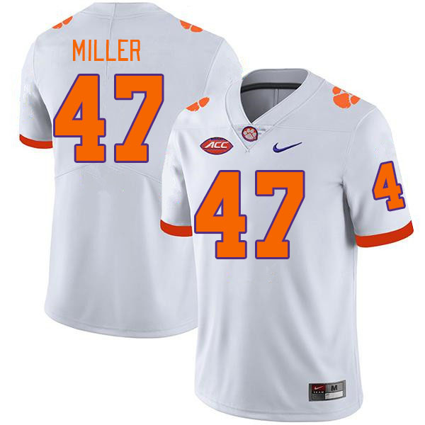 Men's Clemson Tigers Boston Miller #47 College White NCAA Authentic Football Stitched Jersey 23IR30NZ